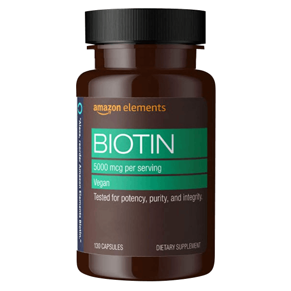 Amazon Elements Vegan Biotine 5000 mcg - Cheveux, Peau, Ongles - 130 Capsules
