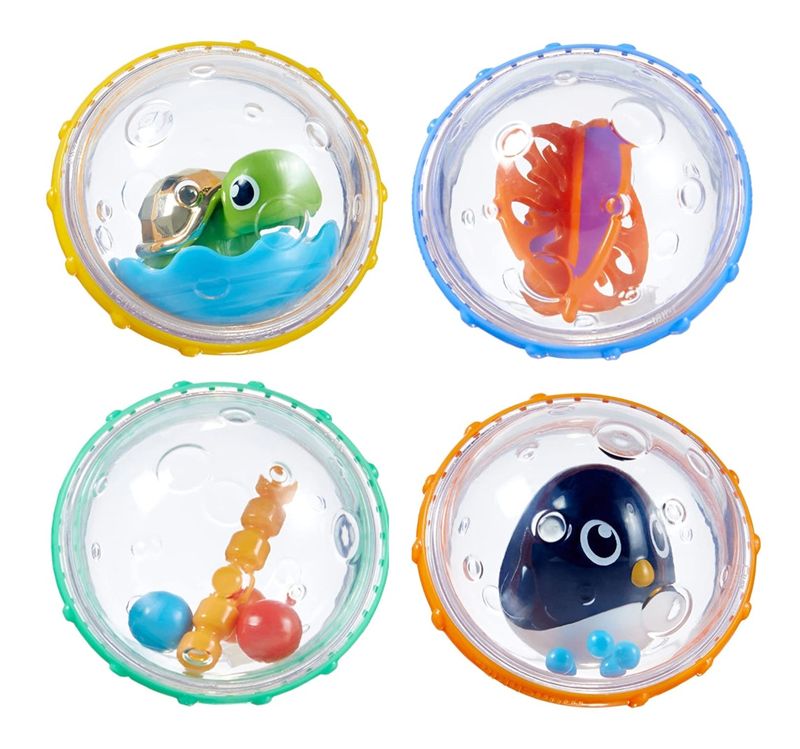 Munchkin Float and Play Bubbles, Lot de 4, Jouets de bain pour bébé sans moisissure