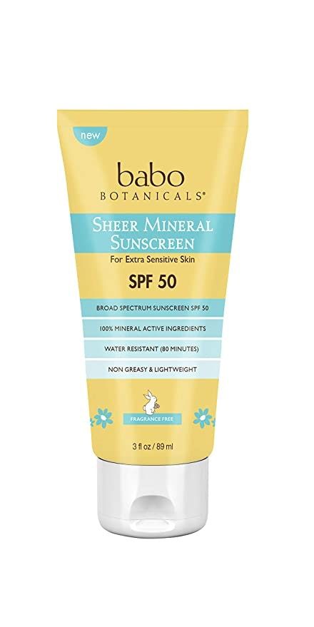 Babo Botanicals Sheer Mineral Sunscreen Lotion SPF 50, 3 oz.