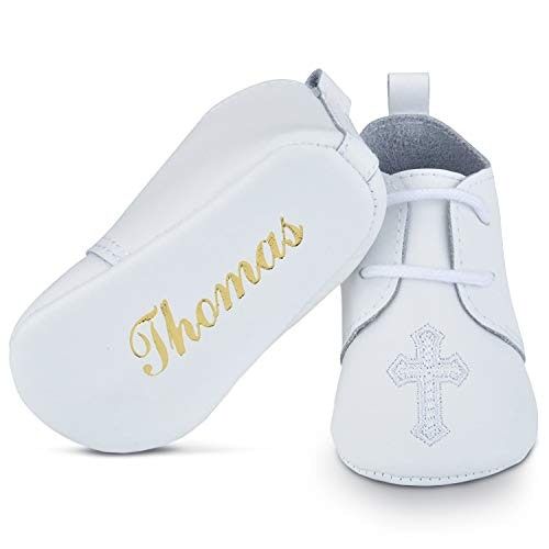 Chaussures de baptême pour bébé en relief à la main