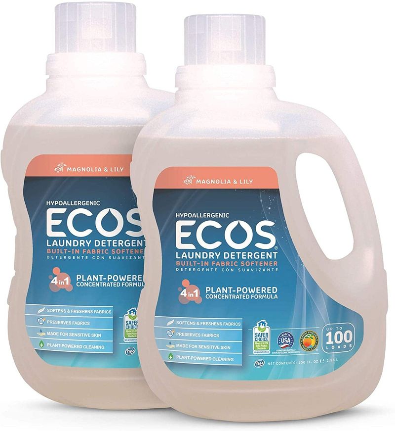 Détergent à lessive liquide ECOS 2X (lot de 2, chacun 100 oz.)