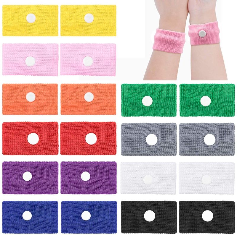 Ce pack de 10 bandes anti-nausée pour la grossesse comprend une variété de couleurs vives et est également disponible en noir...